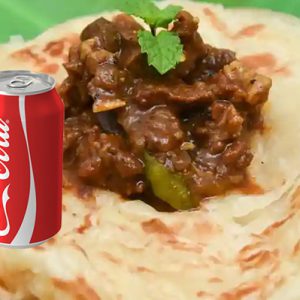 Porotta, Beef Curry + 1 Coke
