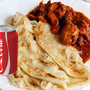 Porotta, Chicken Curry + 1 Coke